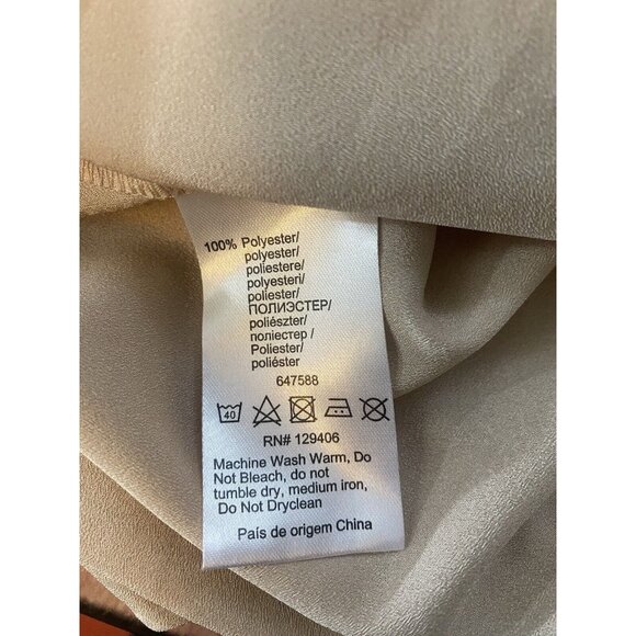 Venus Sheath Dress 10 Beige Tan Gathered Side Elastic Back Short Polyester 9684 - Picture 9 of 9